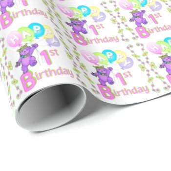 Cute1st Birthday Girly Purple Princess Teddy Bears Wrapping Paper by anuradesignstudio at Zazzle