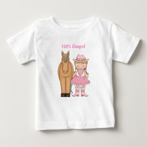 Cute 100 Cowgirl and Horse Baby T_Shirt