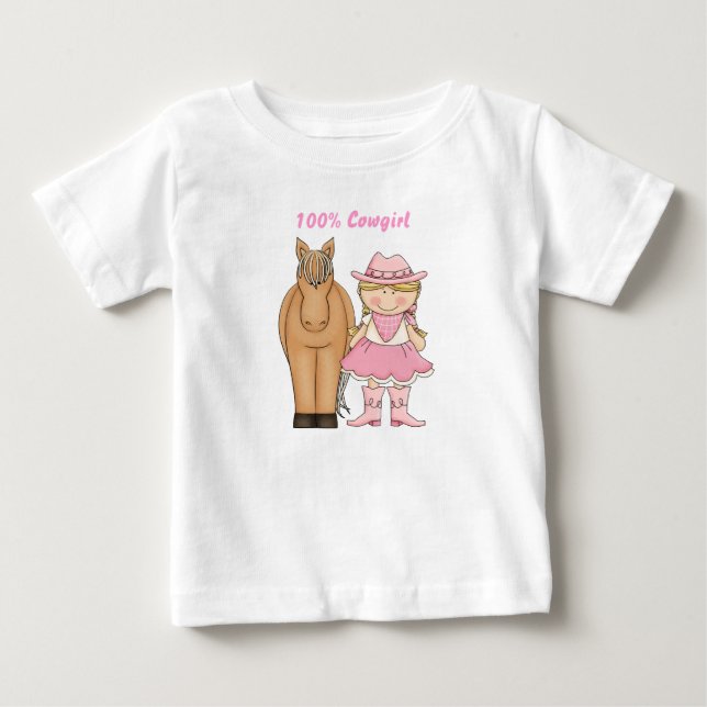 Cute 100% Cowgirl and Horse Baby T-Shirt (Front)