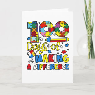 Cute 100 Days Making A Difference Puzzle Inclusion Card