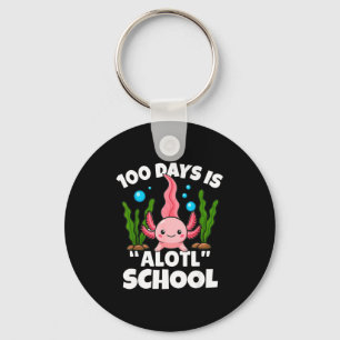 Cute 100 Days Of School Axolotl Alotl Pun Girls Bo Keychain