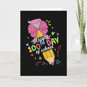 Cute 100 Days Of School Pencil Bow Classroom Theme Card