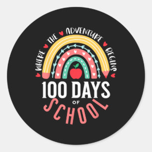 Cute 100 Days Of School Rainbow 100th Day Of Schoo Classic Round Sticker