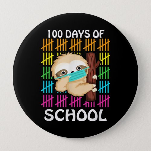 Cute 100 Days Of School Sloth Face Mask Virtual Button