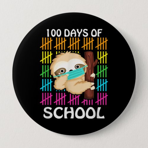 Cute 100 Days Of School Sloth Face Mask Virtual Button