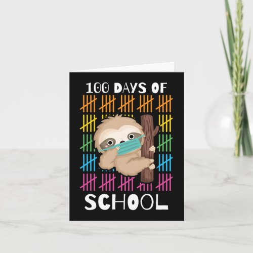 Cute 100 Days Of School Sloth Face Mask Virtual Te Card