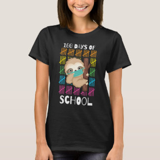 Cute 100 Days Of School Sloth Face Mask Virtual Te T-Shirt