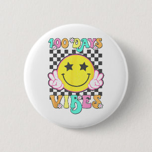 Cute 100 Days Vibes Smile Face 100 Days Of School Button