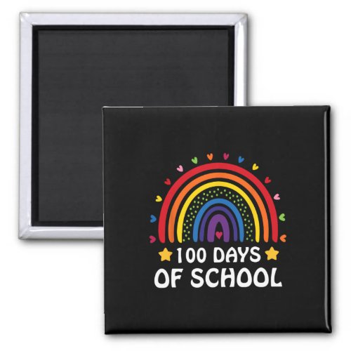 Cute 100th Day Of School 100 Days Leopard Rainbow  Magnet