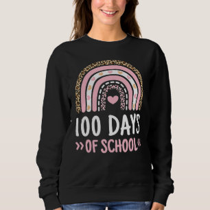 Cute 100th Day Of School 100 Days Leopard Rainbow Sweatshirt