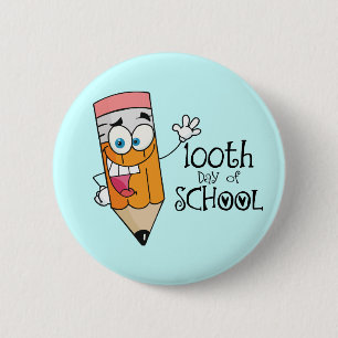 Cute 100th Day Of School Cartoon Gift Button