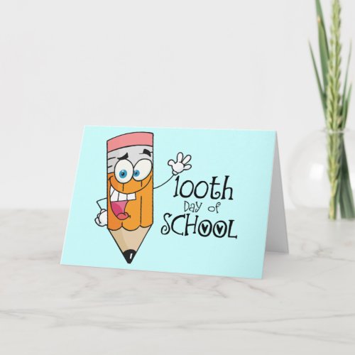 Cute 100th Day Of School Cartoon Gift Card
