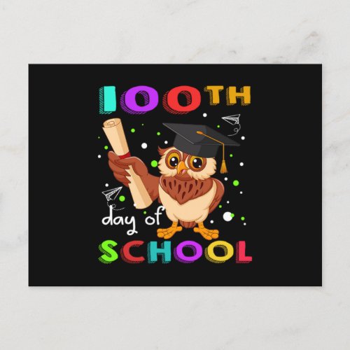 Cute 100Th Day Of School Owl Lover 100 Days 1Png Announcement Postcard