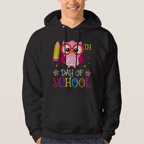 Cute 100th Day Of School Owl lover Kids Girls Leop Hoodie
