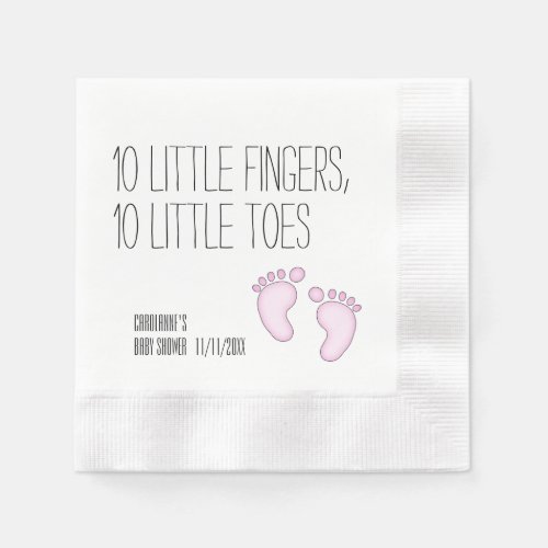 Cute 10 Little Toes Baby Shower Napkins _ Pink