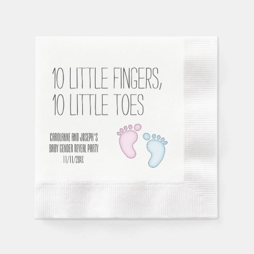 Cute 10 Little Toes Gender Reveal Napkins