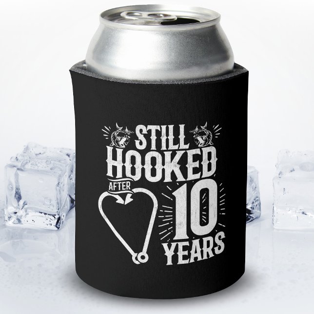 Cute 10th Anniversary Couples Married 10 Years Can Cooler (Creator Uploaded)