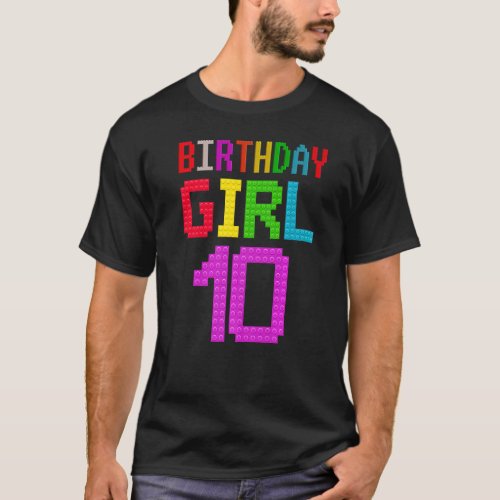 Cute 10th Birthday  10 Years Old Block Building Gi T_Shirt