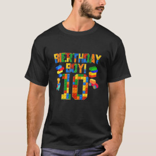 Cute 10Th Birthday Gift 10 Year Old Block Building T-Shirt
