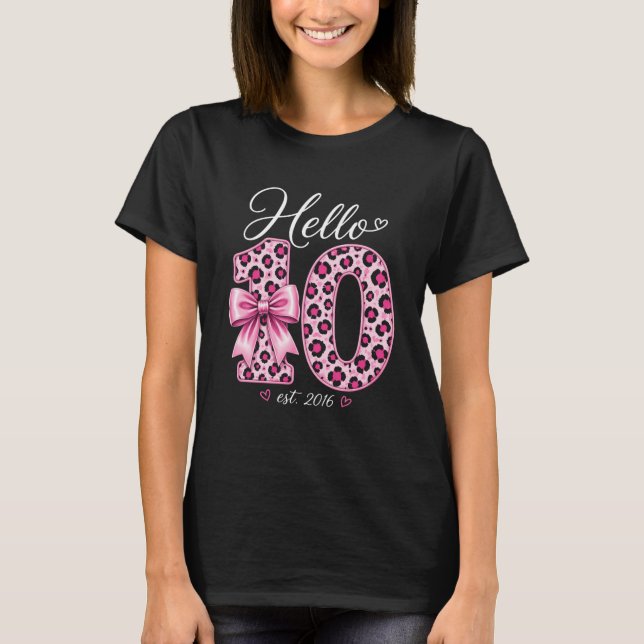 Cute 10th Birthday Girl Hello 10 est 2016 Tee (Front)