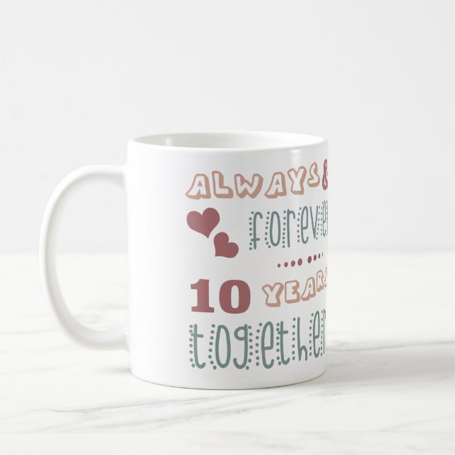 Cute 10th Wedding Anniversary Coffee Mug (Left)