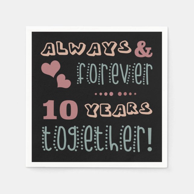 Cute 10th Wedding Anniversary Napkins (Front)