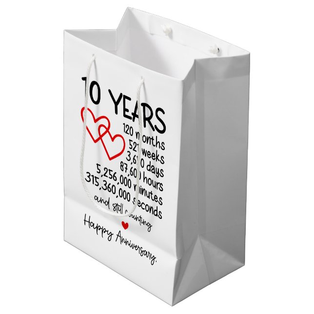 Cute 10th Year anniversary party  Medium Gift Bag (Front Angled)