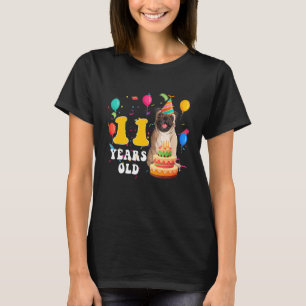 Cute 11 Years Old Pug Dog  11th Birthday Party Gir T-Shirt