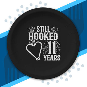 Cute 11th Anniversary Couples Married 11 Years Paper Plates