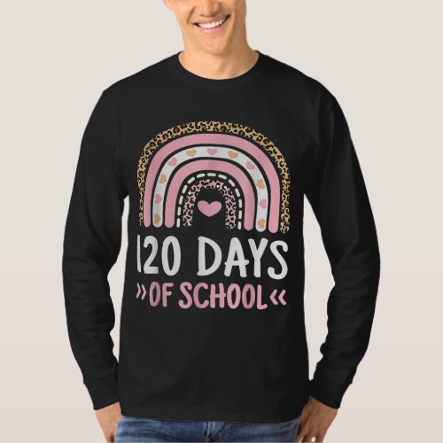 Cute 120th Day Of School 120 Days Leopard Rainbow  T_Shirt