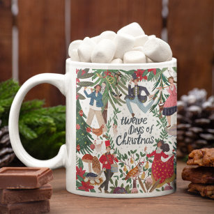 Cute 12 Days of Christmas Classic Illustration Coffee Mug
