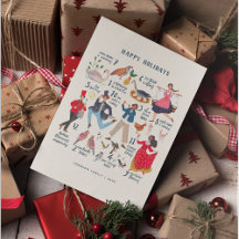 Cute 12 Days of Christmas Classic Illustration 