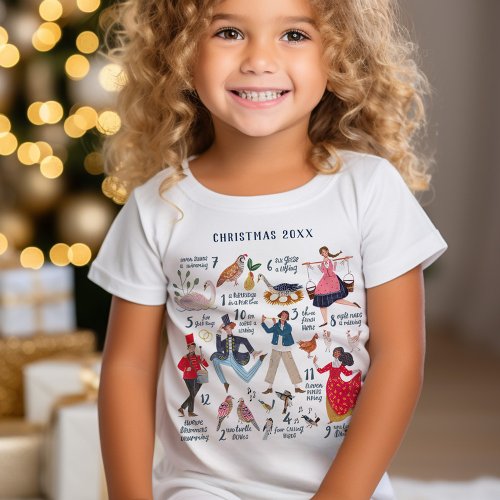 Cute 12 Days of Christmas Classic kids girl T_Shirt