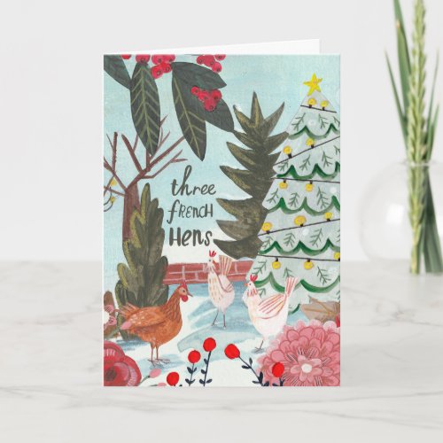 Cute 12 days of Christmas three french hens Card