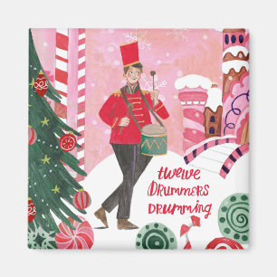 Cute 12 days of Christmas twelve Drummers Drumming Magnet
