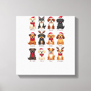 Cute 12 Dogs Xmas Funny Dog Lovers Christmas Dog M Canvas Print