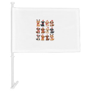 Cute 12 Dogs Xmas Funny Dog Lovers Christmas Dog M Car Flag