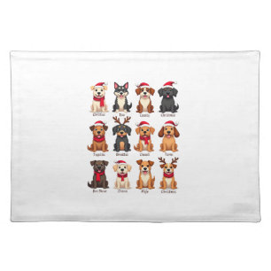 Cute 12 Dogs Xmas Funny Dog Lovers Christmas Dog M Cloth Placemat