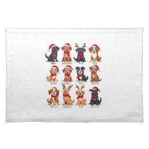 Cute 12 Dogs Xmas Funny Dog Lovers Christmas Dog M Cloth Placemat