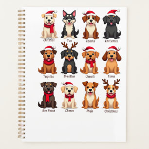Cute 12 Dogs Xmas Funny Dog Lovers Christmas Dog M Planner