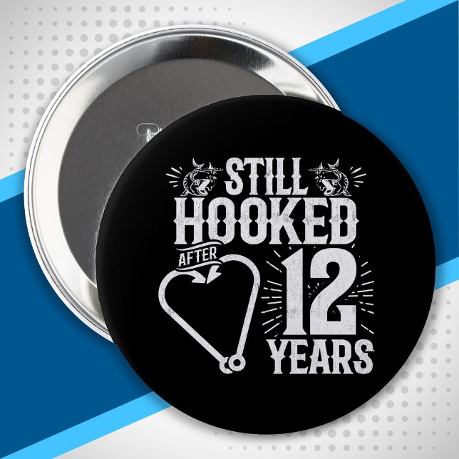 Cute 12th Anniversary Couples Married 12 Years Button (Creator Uploaded)
