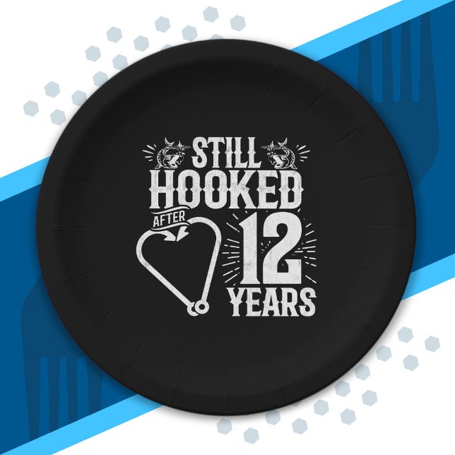 Cute 12th Anniversary Couples Married 12 Years Paper Plates (Creator Uploaded)