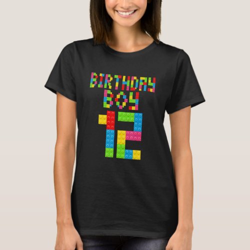 Cute 12th Birthday 12 Years Old Block Building Boy T_Shirt