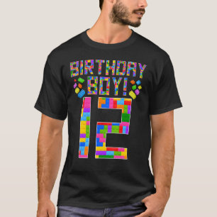 Cute 12th Birthday 12Years Old Block Building Boys T-Shirt