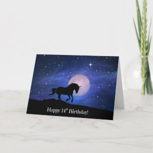 Cute 14th Birthday Unicorn Card