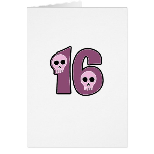Cute, "16" Skulls design Cards (Front)