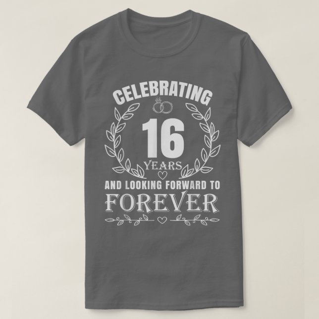 Cute 16th Wedding Anniversary for Couples Married  T-Shirt (Design Front)