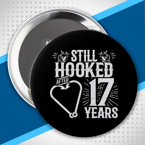 Cute 17th Anniversary Couples Married 17 Years Button