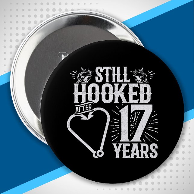 Cute 17th Anniversary Couples Married 17 Years Button (Creator Uploaded)