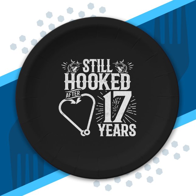 Cute 17th Anniversary Couples Married 17 Years Paper Plates (Creator Uploaded)